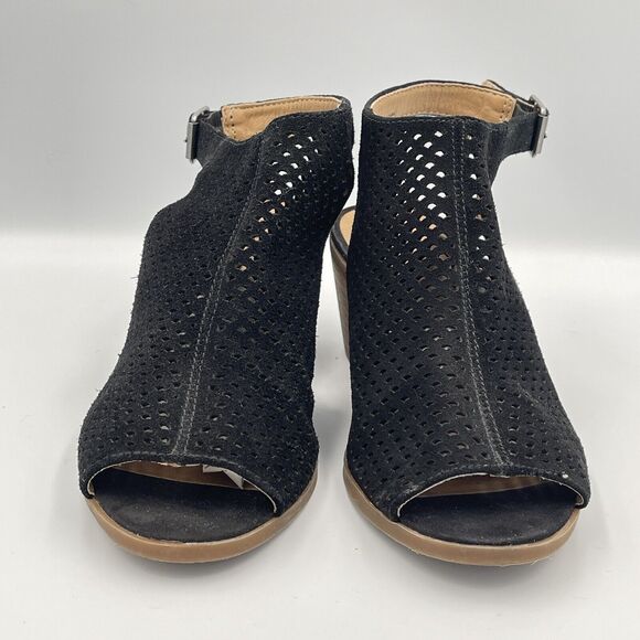 Lucky Brand BERTEL Suede Leather Peep Toe Heeled Sandals Shoes Womens SIZE 7.5 - Picture 4 of 8